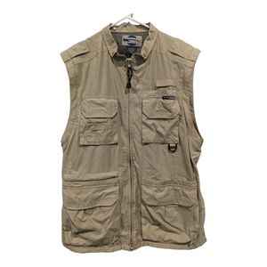 ExOfficio Utility Vest medium Oversize Beige Mesh Lined Fishing Hiking Outdoor.
